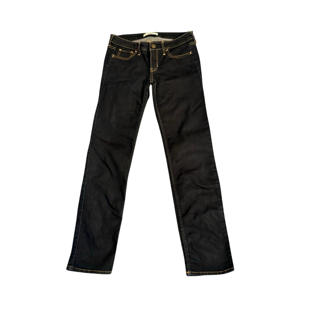 Hollister Jeans Womens Size 5 Straight Leg Low Rise Dark Wash Stretch Denim Y2K